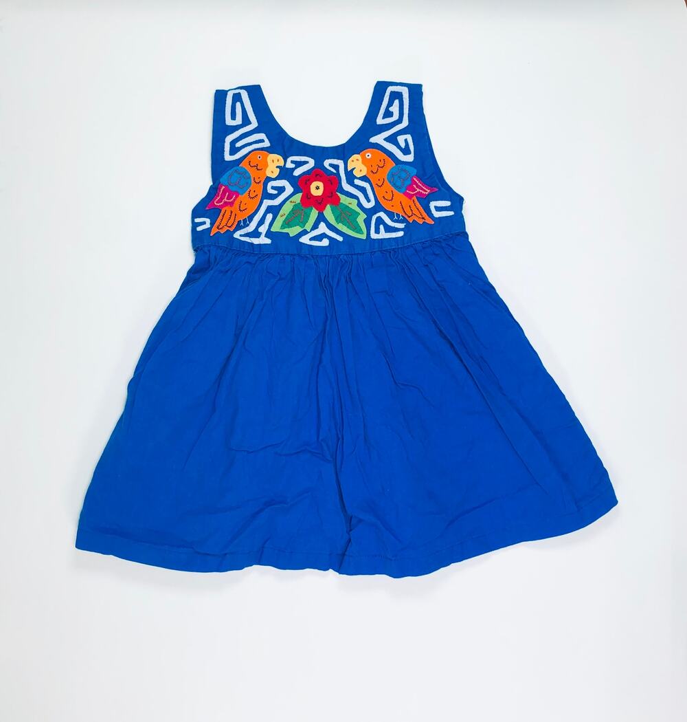 GIRLS BLUE EMBROIDERED DRESS SIZE 2/3